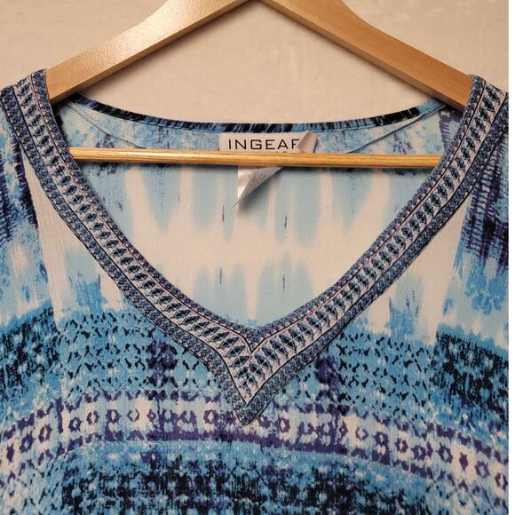 Blue Boho Swim Cover Up Beachy Vacation Summer Resort Wear Cruise One Size - Picture 4 of 7